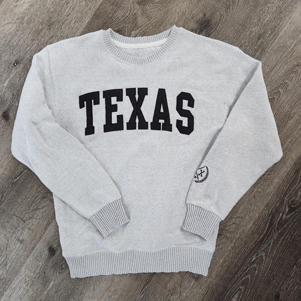 New York Popular Texas Graphic Sweatshirt Gray Crew Neck Pullover Medium